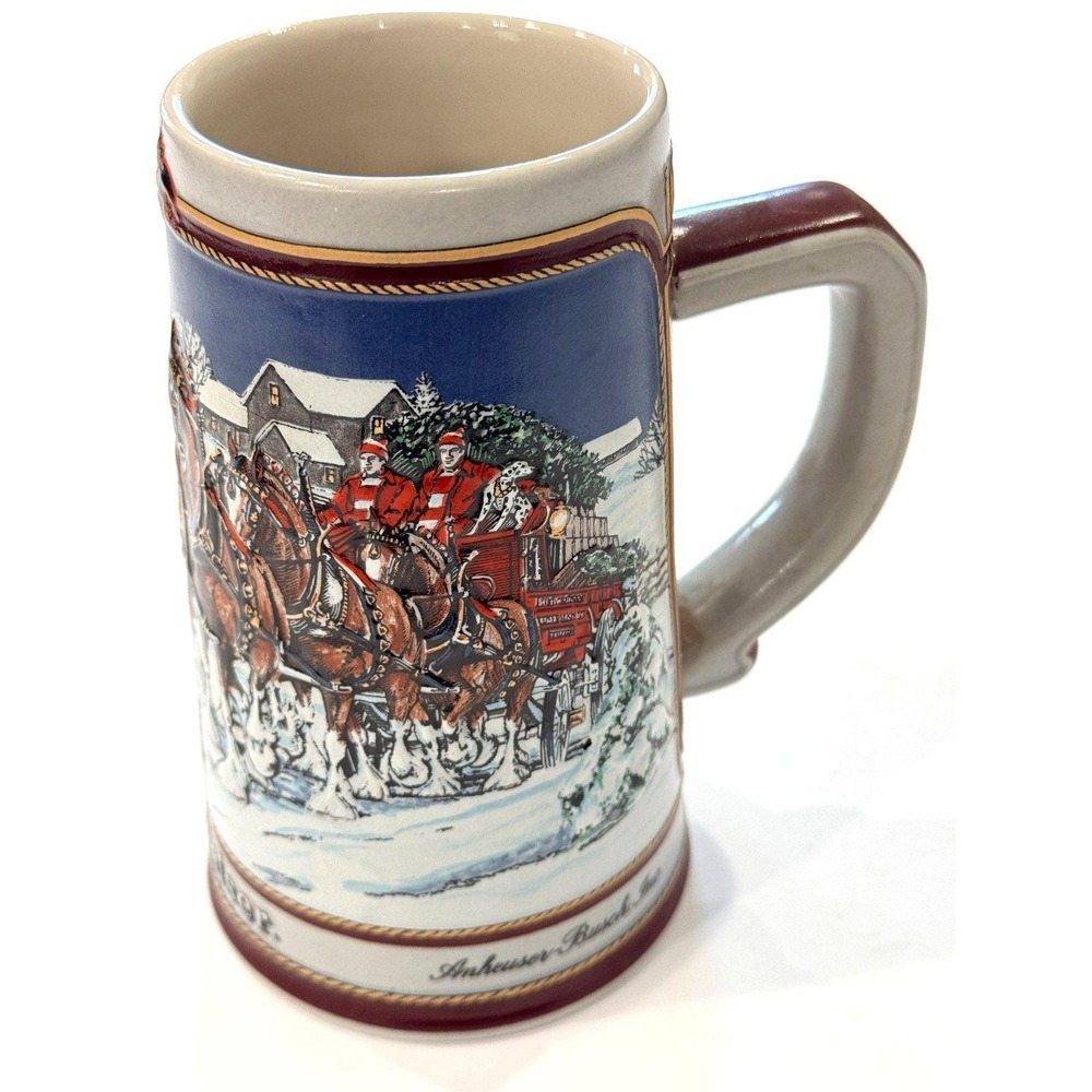 1989 Collector's Series Anheuser-Bush Budweiser Holiday Stein The Hitch Winter